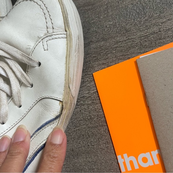 Golden Goose White Sneakers Slide with Red Star and Blue Trim - Picture 4 of 11